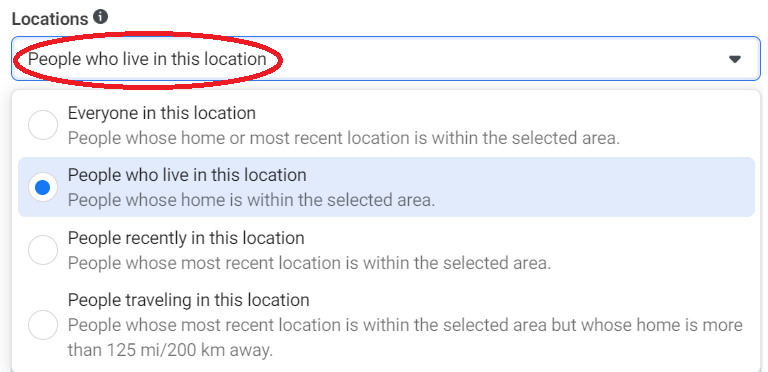 location for real estate Facebook ads