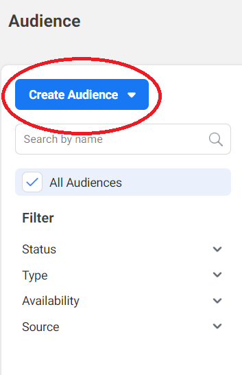 Create audience in Facebook ads