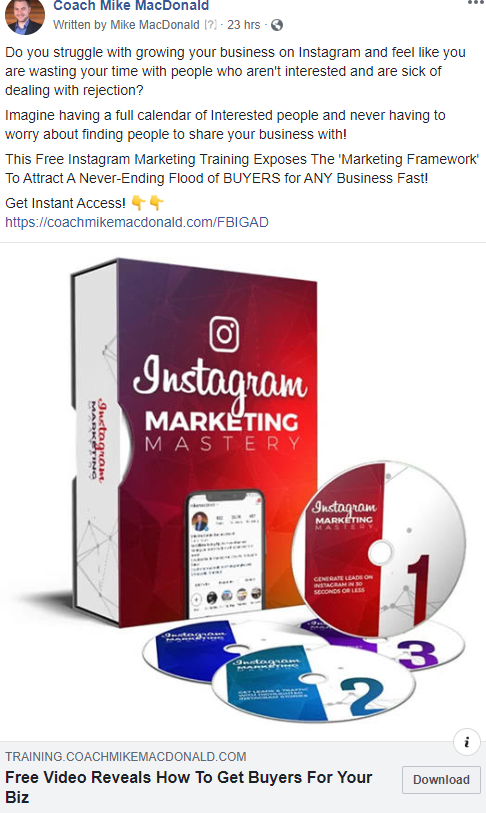 Example Facebook Ad for how to get new clients fast
