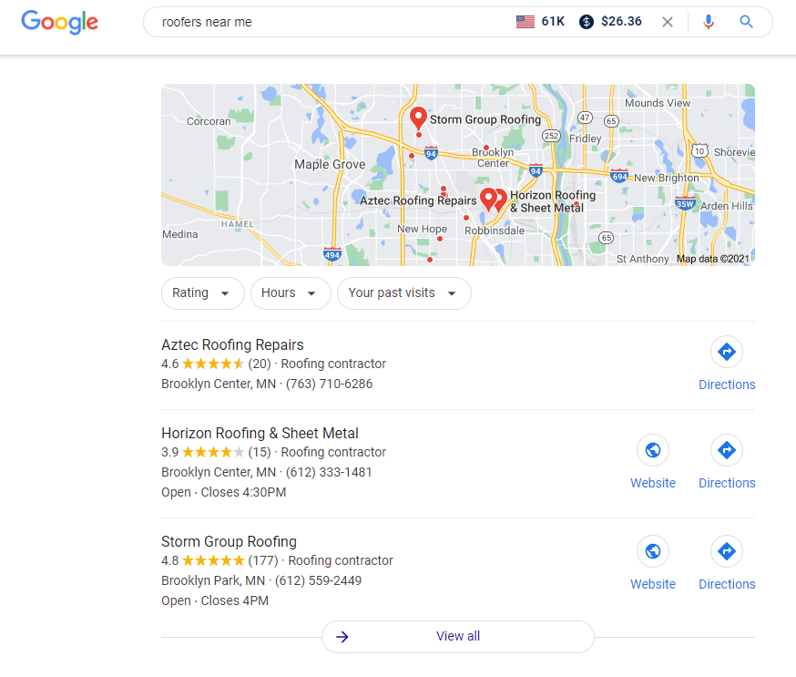 Optimizing local SEO for roofing companies with Google My Business to show up in Google maps results